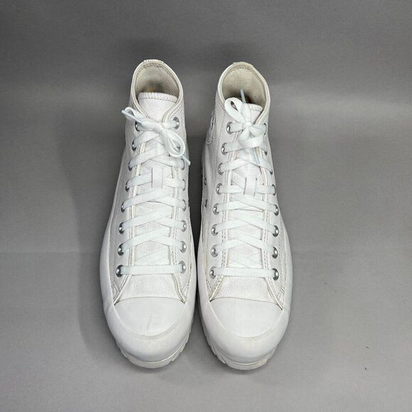 Converse Women's Size 9.5 Chuck Taylor All Star White Leather Lugged Sneakers - Picture 3 of 11